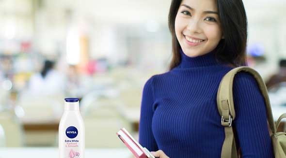 Woman in blue sweater